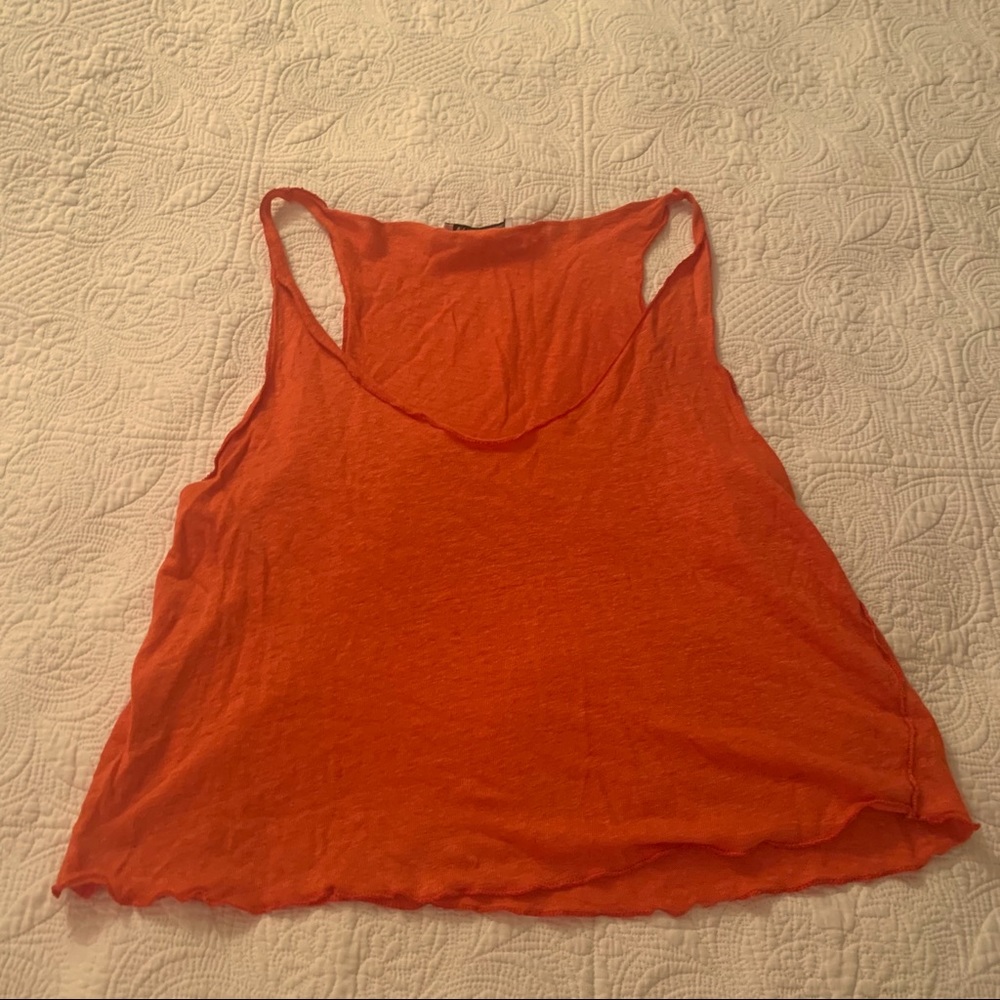 Zara Tank Top Small Orange- red distressed edges